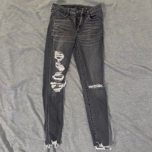 American Eagle gray ripped skinny jeans